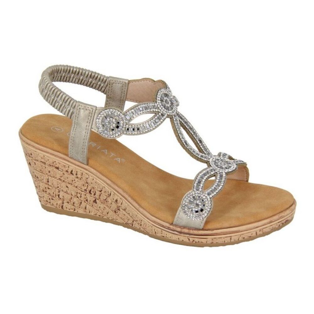 Cipriata Womens/Ladies Ora Jewelled Sandals / Pewter